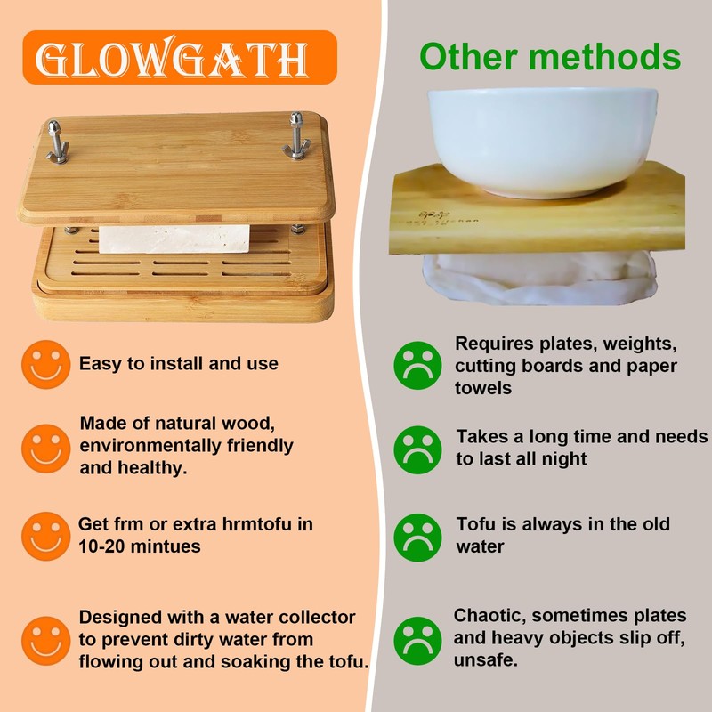 Tofu Press,Large Bamboo Tofu Press with Tofu Strainer,Drip Tray and