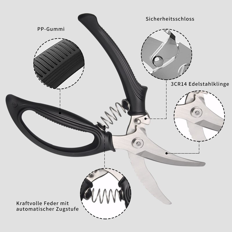 Poultry Shears, Sharp Stainless Steel Poultry Scissors for Meat, with