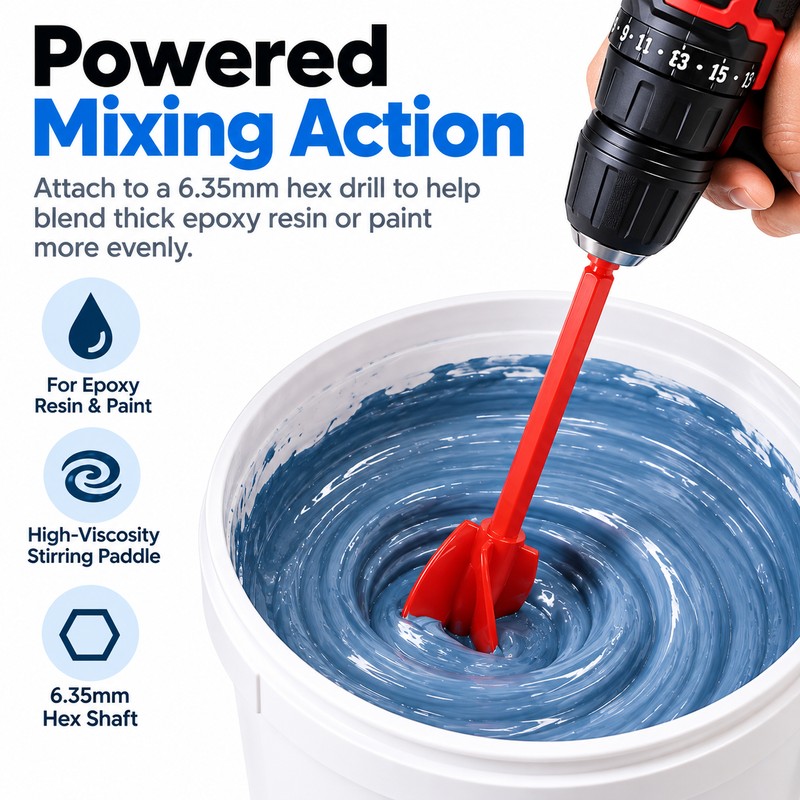 Drill Mixer Paddle for Epoxy Resin & Paint – 6.35mm