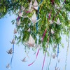 WANDIC Origami Paper Cranes, 10 Strings Handmade Folded Origami Paper