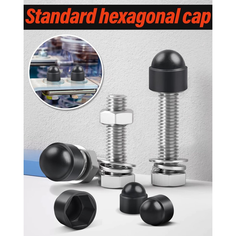 Jeboler Plastic Caps Screw Caps M6, Pack of 25 Black