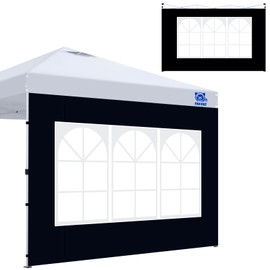 FANPAT 2Pcs Instant Canopy Tent Sidewalls for 10x10 Pop-Up Canopy, Garden Gazebo, 210D Oxford Fabric Waterproof, Black(Tent NOT Included)