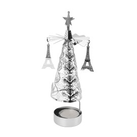 Christmas Tree Carousel Spinning Candle Holder Stainless Steel Rotary Tree Candle Holder for Home Holiday Decor Style 1