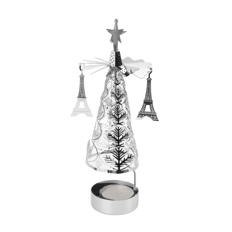 Christmas Tree Carousel Spinning Candle Holder Stainless Steel Rotary Tree