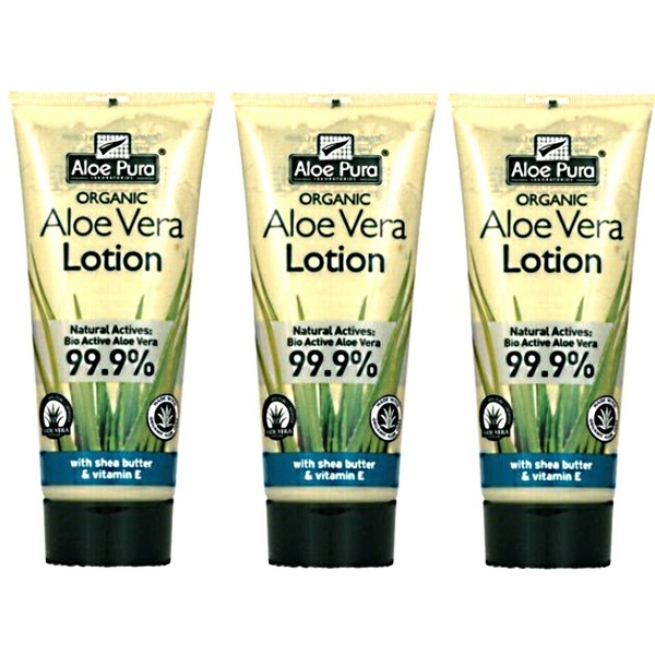 3 x 200ml ALOE PURA Aloe Vera Lotion - With Shea Butter & Vitamin E