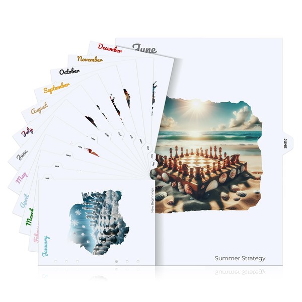 Chess Planner 12-Month Tab Dividers, A5 Half-Letter 8.5 x 5.5