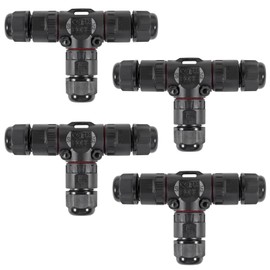 ACEIRMC 4pcs Upgraded Junction Box Outdoor Waterproof IP68, Outdoor 2 Way T Shape Junction Box Electrical Cable Connector for AWG 28-12 Wire Range