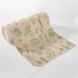 Eieanao Vegetables Microfiber Cleaning Cloth Roll-Ginger Broccoli Carrot Mushroom Cleaning Cloth, Brown Green Tear-Away Reusable Paper Towel for Kitchen Bar, 20 Sheets-9.84x9.84inch