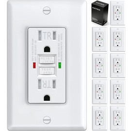 ELECTECK 10 Pack GFCI Outlets 15 Amp, Tamper Resistant (TR), Self-Test GFI Receptacles with LED Indicator, Ground Fault Circuit Interrupter, Decor Wallplate Included, UL Listed, White