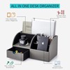 Vlando Desk Organiser with Drawer, Leather Office Stationery Desk Tidy
