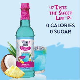 Jordan's Skinny Mixes Mermaid Syrup 25.4 Fl Oz Zero Sugar Calorie Free Tropical Flavor Enhancer
