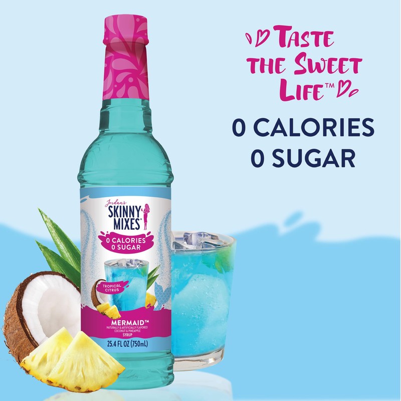 Jordan's Skinny Mixes Mermaid Syrup 25.4 Fl Oz Zero Sugar
