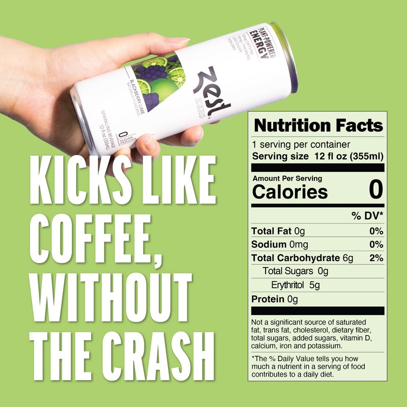 Zest Plant Powered Natural Energy Sparkling Drink - Blackberry Lime