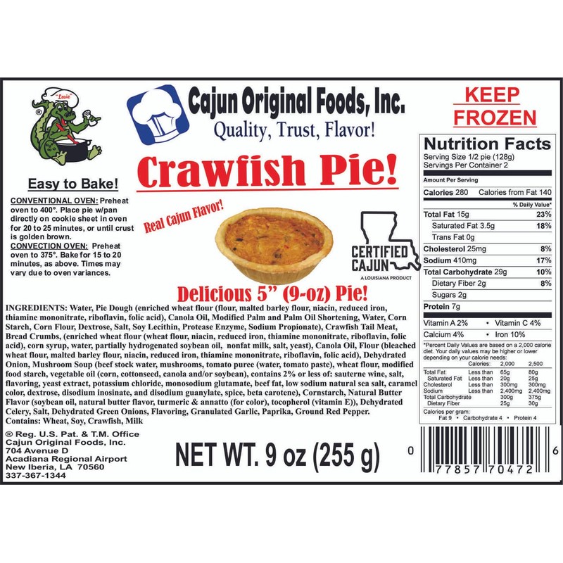 Cajun Original Foods Crawfish Pie