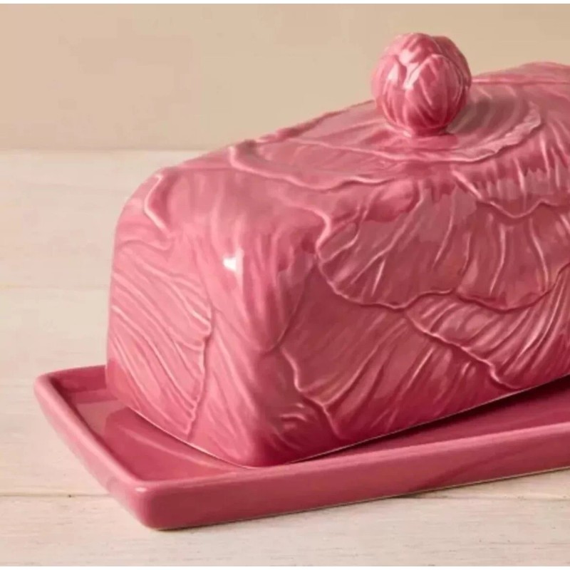 John Derian Stoneware Cabbage Butter Dish Pink John Derian For