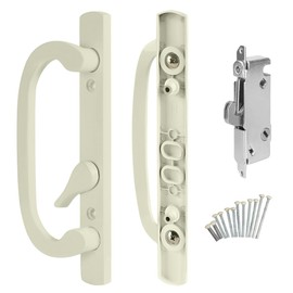 8.5" Legacy Sliding Patio Glass Door Offset Almond Handle Set- Sash Controls 2265 WITH Mortise Lock 45° for Handle Replacement Fits 3-15/16” Screw Hole Spacing & 1-1/4" to 2-1/4" Door Thickness