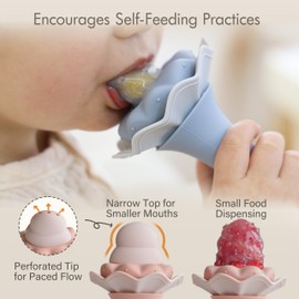 Moonkie Baby Fruit Feeder| BPA Free Silicone Infant Food Feeder | Two Sizes Pouches and Breastmilk Popsicle Molds for Cooling Relief | Baby Shower Gifts 4 Months+, 2 Pack