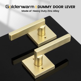 goldenwarm Gold Dummy Door Handles, No-Turning Brushed Brass Door Dummy Levers, Brushed Gold Dummy Handle（3 Pack）