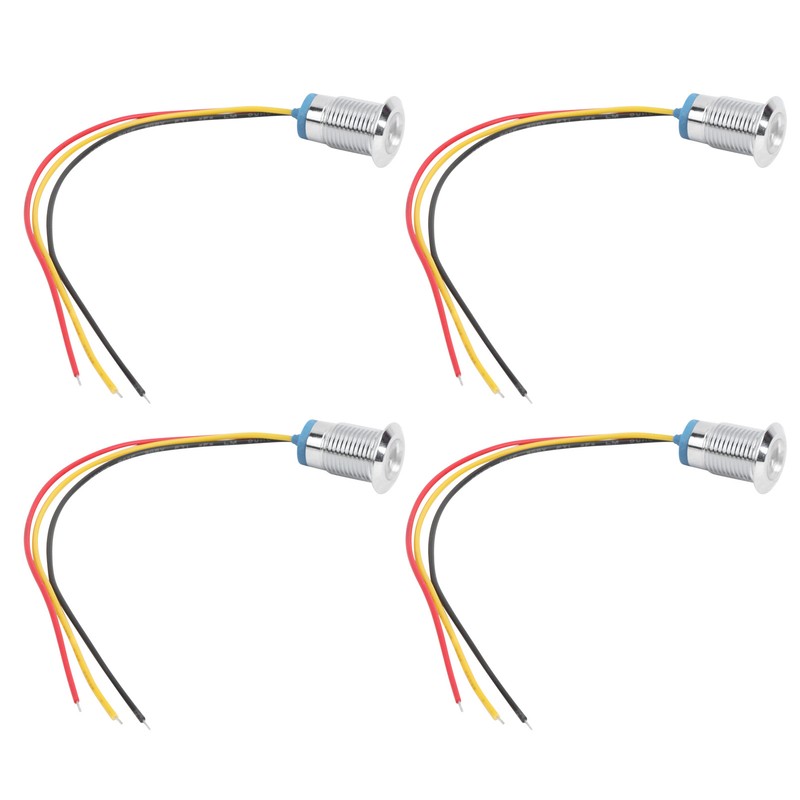4 Sets PreWired Round LEDs Waterproof 2Color Light Common Anode