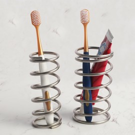 SOSMAR Spiral Zahnbürstenhalter Edelstahl, 2 Stück/2 Sizes - Multifunktionale Aufbewahrung Ständer Halterung für Elektrische Zahnbürste, Zahnbürste, Zahnpasta, Make-up-Pinsel, Stifte u.a.