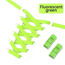 TEEZY No Tie Shoe Laces for Trainers | Premium Elastic Weave & Chrome Buckle | Adult/Kids Tieless Elastic Shoelaces | ORIGINAL (Fluorescent Green)