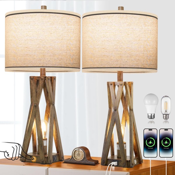 WEITERS 27.5" Touch Control Farmhouse Table Lamp Set of 2,