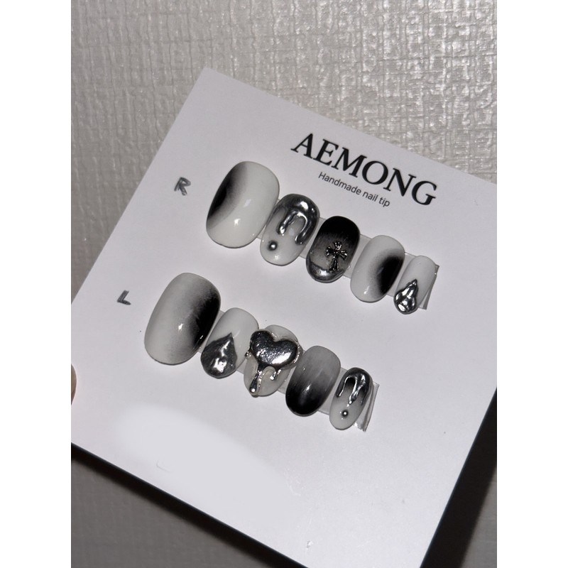 [Hiphan Nail Premium Embo] Radish Smudge Nail Tip - Almond