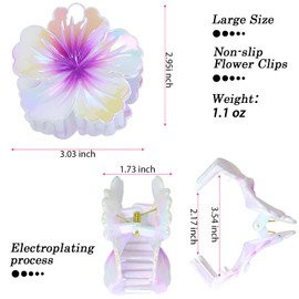 6 Pack Flower Hair Claw Clips for Women - Non-Slip Flower Hair Clip Thick/Thin Hair Floral Clips Summer Wedding Party Accessories (F: Pink, red, yellow, orange, purple, cyan)