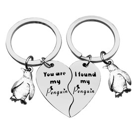 Penguin Lover Keyring Gifts Wedding Gift for Couple You are My Penguin I Found My Penguin Keychain Set Valentine's Day Keyring Christmas Birthday Gifts for Boyfriend Girlfriend Heart Keyring Set