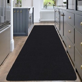 Ottomanson Scraper Collection Non-Slip Garage Mat/Entryway/Patio Runner, 2'7" x 9'10", Black