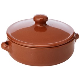 Amazing Cookware SB133 Natural Terracotta Deep Dish with Lid (Diameter 15cm, Depth 5cm) , Brown
