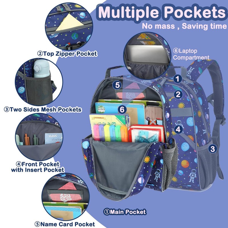 FlowFly Kids Backpack for Toddler Boys Girls, Simple Lightweight Bookbag