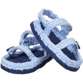 Jefferies Socks Baby Newborn Boy Sandal Crochet Bootie, Light Blue