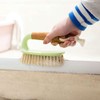 Scrubbing Brush with Bamboo Handle Heavy Duty Stiff Bristles for