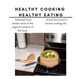 Oriental Mascot 10" Natural Bamboo Steamer Dim Sum Steamer