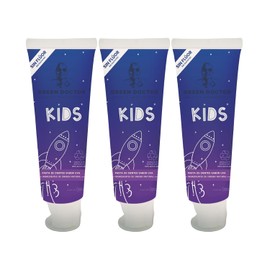Green Doctor – Pasta Dental Natural Infantil Unicorn Kids – Sin Flúor, Sin Azúcar, Con Aceites Esenciales Orgánicos y Envase Compostable – Ideal para Niños, Sabor Uva – Kit de 3 Pastas de 85g