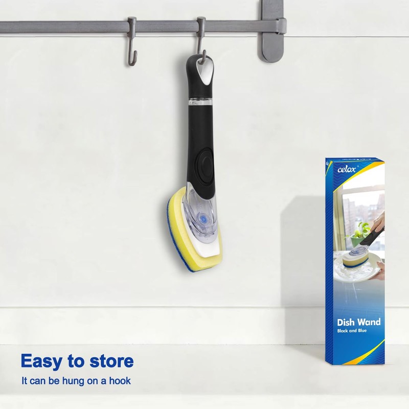 CELOX Soap Dispensing Sponge, Dish Wand with Soap Dispenser for