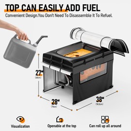 UEAKPIC Generator Cover While Running, 38"L x 28"W x 27"H Heavy Duty Outdoor Waterproof Generator Covers, Compatible with 10000+ Watt Generators, Tear Resistant, All-Weather Protection, Black