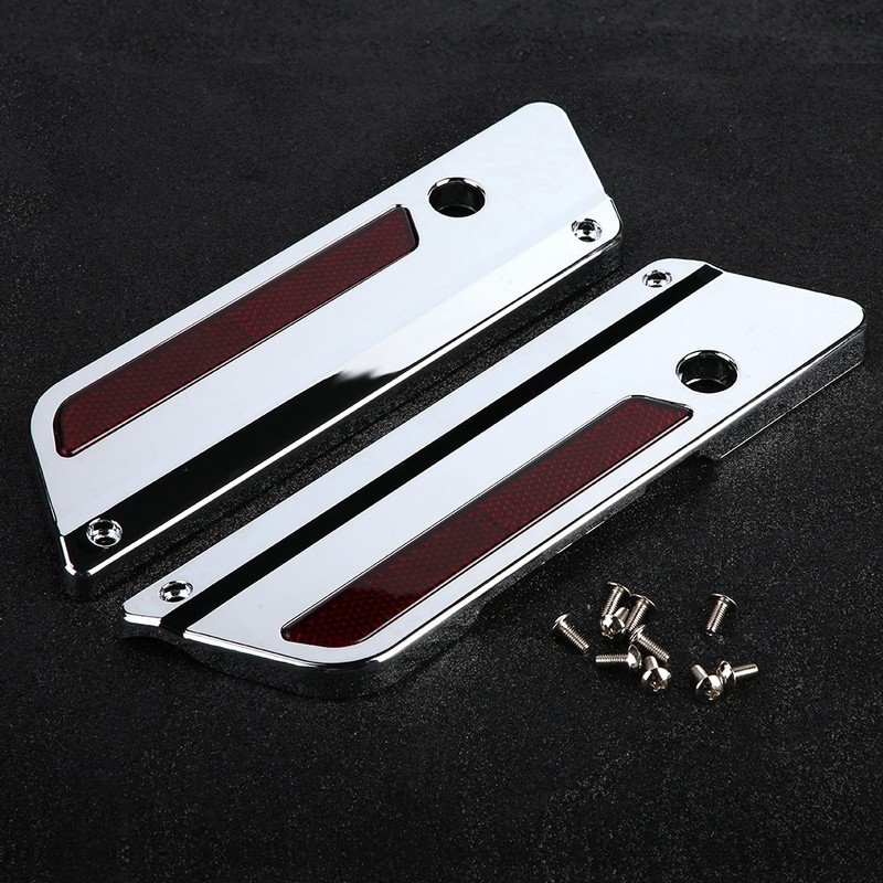 2 pcs Motorcycle Saddlebag Latch Cover Reflectors for Glide Touring