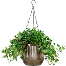 Melphoe 1 Pack Self Watering Hanging Planters Indoor Hanging Flower Pots, 8.3 Inch Outdoor Hanging Plant Pot Basket, Plant Hanger with 3Hooks Drainage Holes for Garden Home