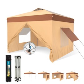 HERA'S PALACE Outdoor 10x10ft Pop Up Canopy Tent Instant Gazebo Shelter with Removable Sidewalls and Mesh Windows Waterproof for Camping Party Event Four Seasons