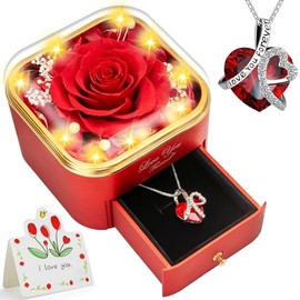 Lebana - Rosa real roja conservada - Flores eternas para mamá, esposa, novia, abuela, regalos de cumpleaños para mujeres en San Valentín, día de la madre, Navidad, aniversario, romántico