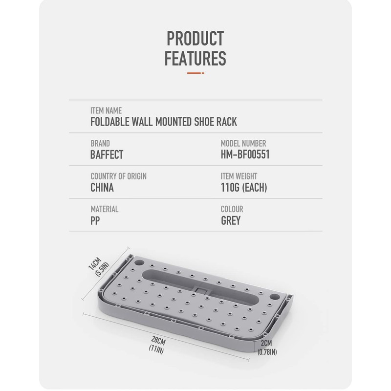 Baffect Hanging Organizer 4 Pieces - Foldable Wall Mounted Rack