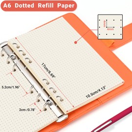 Refill Paper for A6 6 Ring Binder Notebook - Ideal for Office, School, Home, Creative Projects and Daily Planning, 100 GSM, Dotted Line, 2 x 80 Sheets, Fits A6 6-Ring