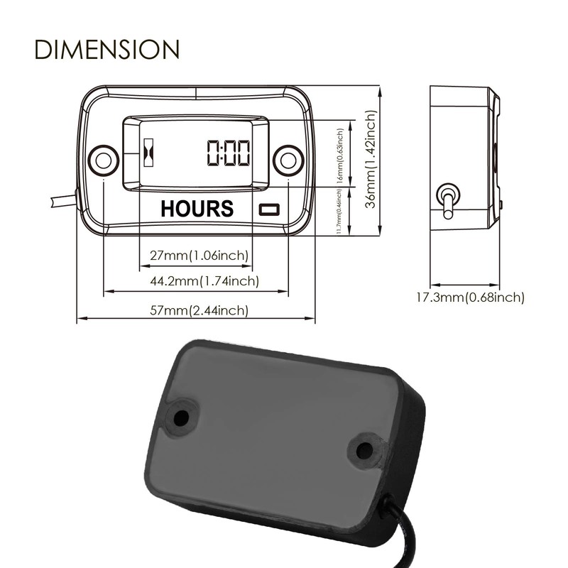 Jayron JR-HM019 Digital LCD Waterproof Gasoline Engine Hour Meter Maintenance