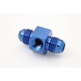 Autobahn88 Aluminum Anodized Fuel Pressure 1/8 NPT Instrument Adapter - AN6 to AN6 Male Flare (Blue)