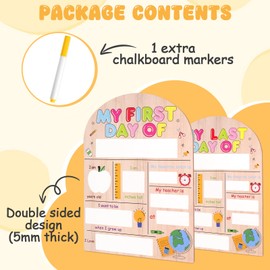 First and Last Day of School Sign Board - 1st of Kindergarten & Preschool, Back to School Sign Chalkboard, 25 x 18cm Double Sided Reusable Chalkboard Style Photo Prop Back to School Supplies