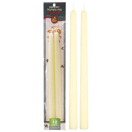 Ner Mitzvah White Beeswax Passover Seder Candles - 12 Hour Burn Time - Tall Beeswax Candles - Pack of 2 Bee Wax Taper Candles