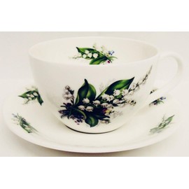 Lily of The Valley Breakfast Cup & Saucer Fine Bone China Lilies Large Cup Saucer Set Hand Decorated in UK