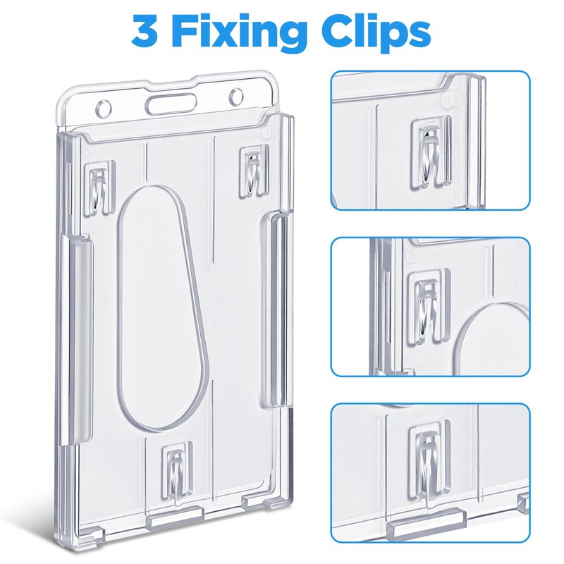 PercyEffie 25 Pack Vertical 2-Card ID Badge Holder Heavy Duty